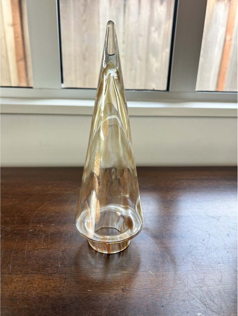 Vintage Murano Style Art Glass Christmas Tree Gold Fleck 9"
